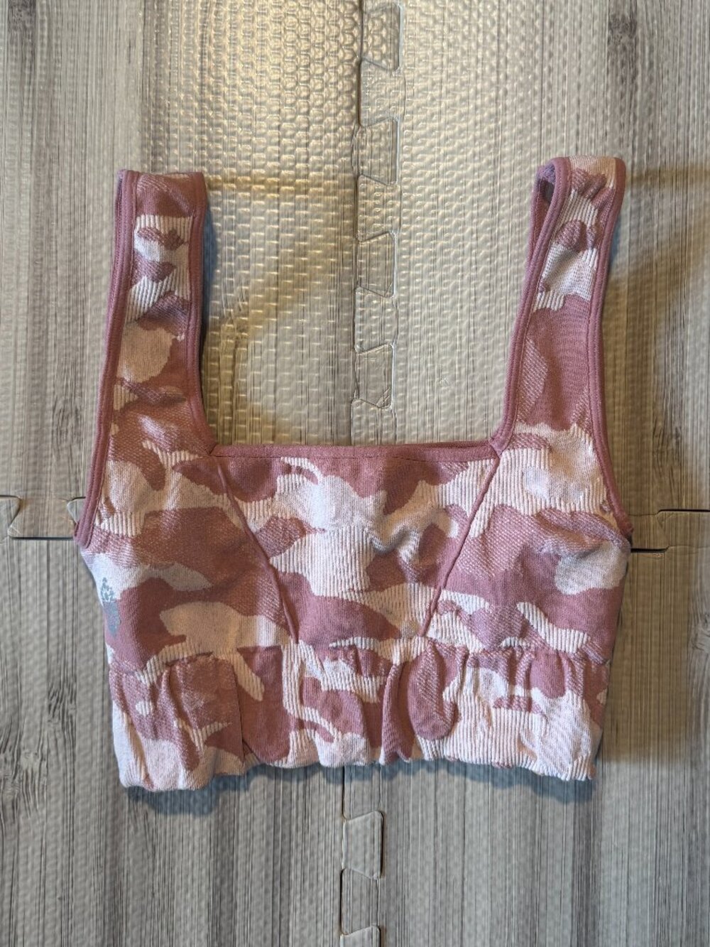 Free People Movement Women's Pink Camo Crop Top
